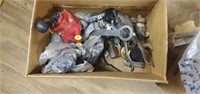 Box of assorted hardware, and tools