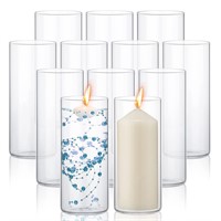 12 Pack Glass Clear Cylinder Vases Tall Floating C
