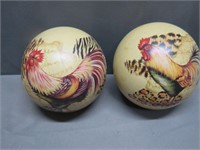 Pair of 4" Rooster Decor Balls