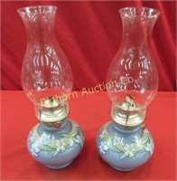 Oil Lamps Approx. 14 1/2" tall 2 piece lot