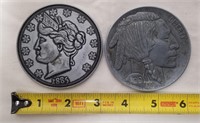 (2) Large Replica Old Nickel Decoration Medallions