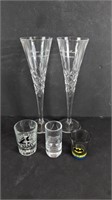 2 Crystal Chapagne Glasses and More