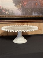 Fenton white hobnail cake plate 1 foot wide