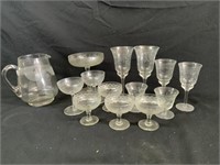 GLASSES PITCHER AND DESSERT CUPS