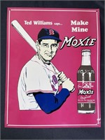 Ted Williams Baseball Moxie Soda Tin Sign