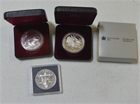 THREE 1980-1982 RCM PROOF SILVER & OTHER $1 COINS