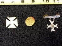 Sharpshooter medals and Button from WWII