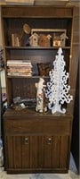 Wood cabinet shelving unit and contents - Santa,