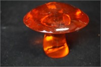Orange Art Glass Mushroom