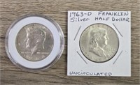 1964 Kennedy & 1963-D Franklin Half Dollars