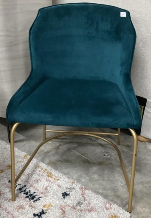 Upholstered Side Chair in Teal Soft Fabric ,