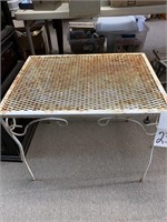 VINTAGE IRON OUTDOOR SIDE TABLE - 24.5 X 18 X 20 "