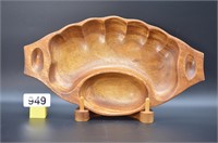 13.5" Monkey Pod Teakwood divided platter