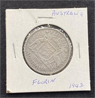 1942 92.5% Silver Austraila Florin