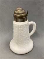 Early Milk Glass Syrup Bottle