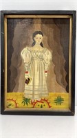 Original oil painting of 19th century girl in