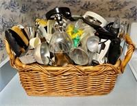 Large Basket of Misc Kitchen Utensils