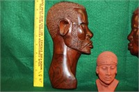 Kenyan Male & Female Wood Carved Sculptures & Bust