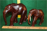 2 Wooden Elephant Carvings