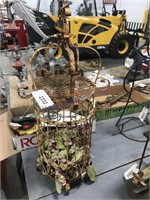 Hanging metal birdcage flower basket, approx 2 ft