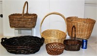 Assortment of Baskets - Willow, Bark, Rattan