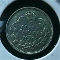 1920 Canadian 5 cent coin