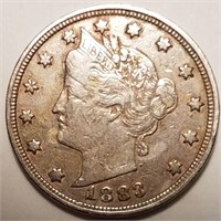 1883 'No Cents' Liberty V Nickel - Full Liberty