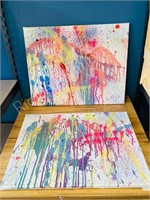 pair of abstract paintings on canvas