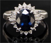 Platinum 3.74 ct Natural Sapphire & Diamond Ring