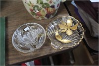 CRYSTAL - GOLD DECORATED TRINKET DISHES