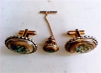1950s Cufflinks Gold Tone Mother of Pearl