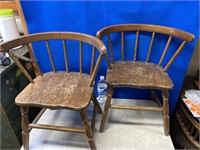 (2) Vintage Child Wood Chairs