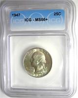 1947 Quarter ICG MS66+ LISTS $100