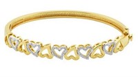 Beautiful Diamond Accent Heart Bangle Bracelet