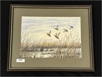 Herb Booth Watercolor Painting of Ducks in Flight