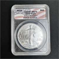 2010 American Silver Eagle Initial Release- MS 70