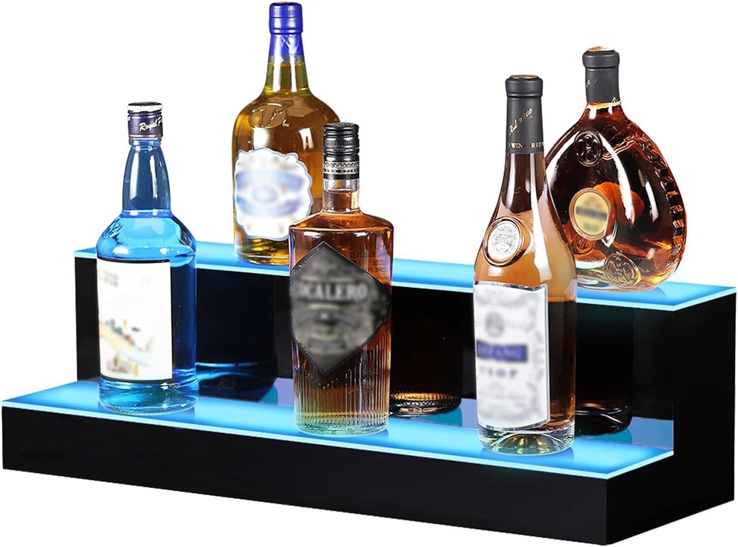 24 Inch LED 2 Step Liquor Bottle Display Shelf