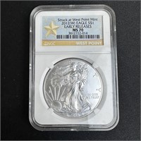 2012-W Silver Eagle Early Release - NGC MC70