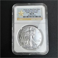 2012-W American Silver Eagle Early Release - MS70