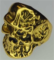 Gold tone skull ring size 10