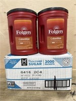 2-40.3 oz Colombian Folgers & 2000 pack cane