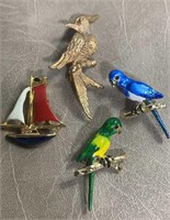 Tropical Birds & Sailboat Pin Lot