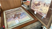 2 Large Framed Pictures Western