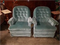 Nice Pair of Light Blue Upholstered Chairs