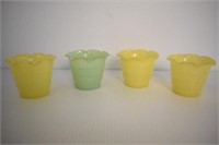 4 SCREENED GLASS - LITTLE PLANTERS - 3 1/4"H