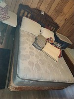 Full size bed, mattress & bedding