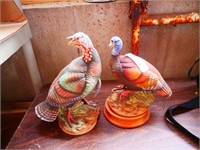 2 Vintage Andrea Porcelain Wild Turkeys by Sadek