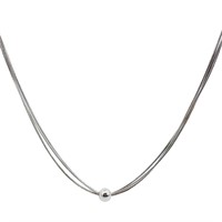 16" 3-Strand Sterling Silver Bead Necklace