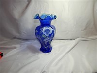 Vintage Fenton Cobalt Blue 75th Year Vase
