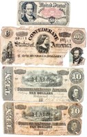 Coin 4 Confederate Notes $10 & $100 +